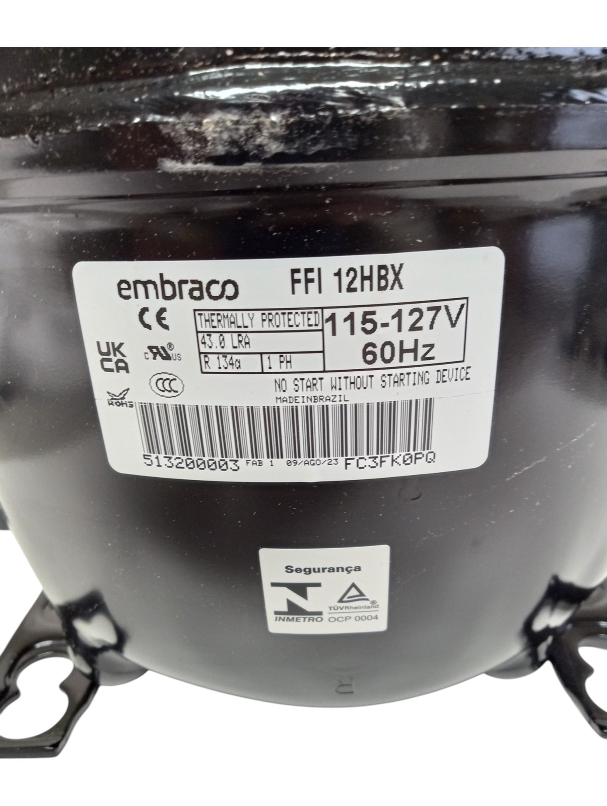 Embraco Refrigerator Compressor FFI12HBX 1/3+ HP R134a