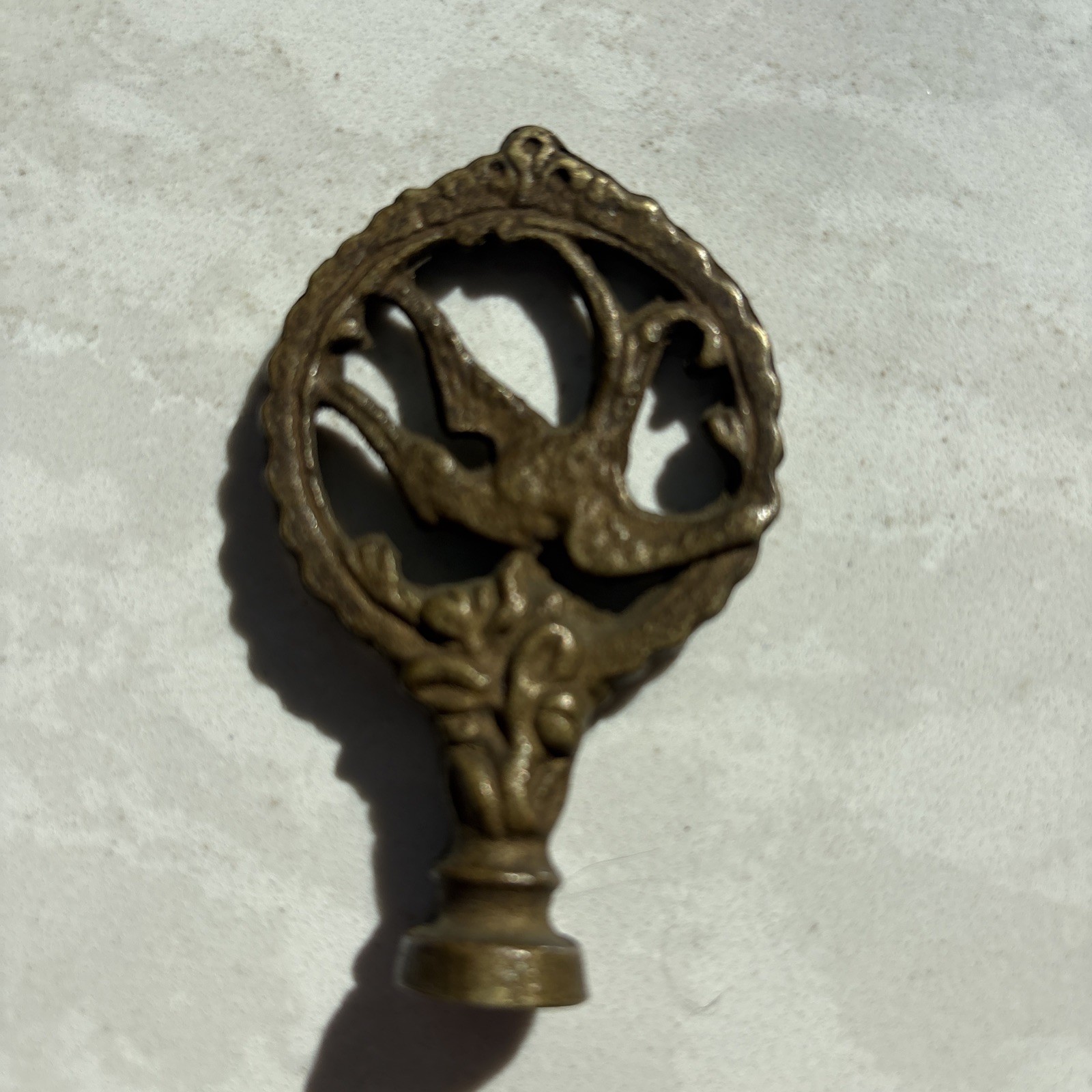 Vtg Art Nouveau Brass Lamp Finial Ornament Flying Swallow Bird Goldtone VGC Old
