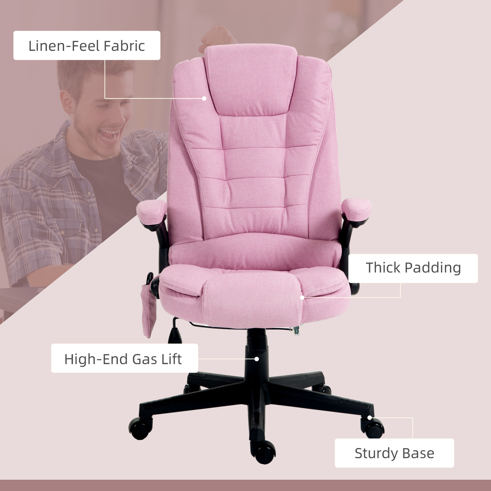 Vinsetto 6 Point Vibrating Massage Office Chair with Lumbar Heat