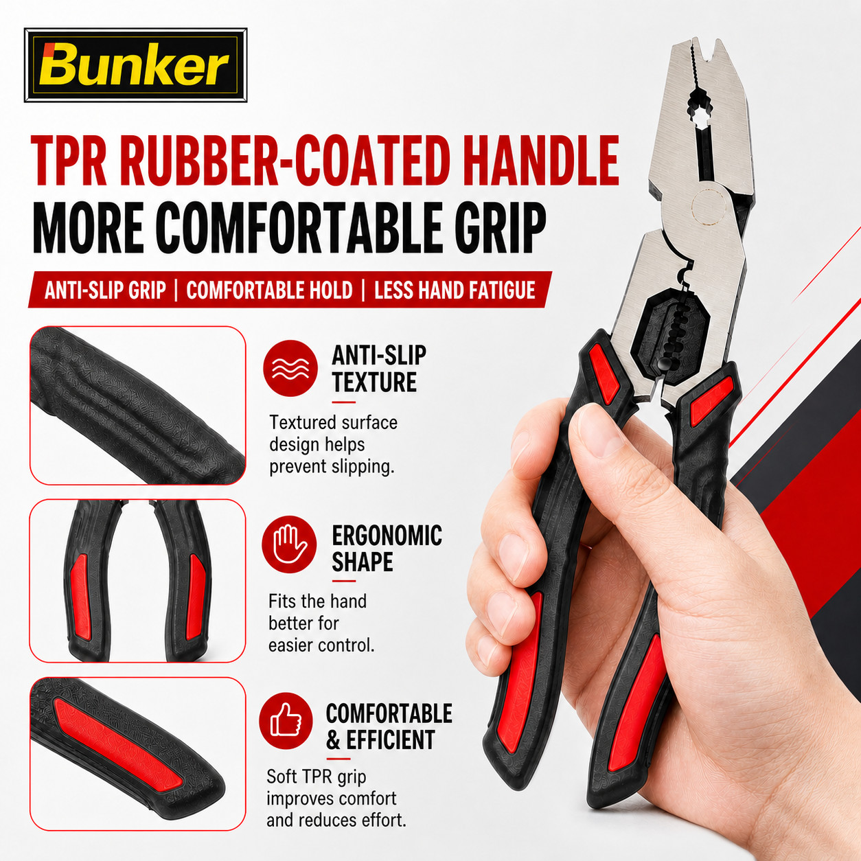 Bunker 6 in 1 Electrician Multi Tool Wire Stripper Crimper V-Shape Nail Puller