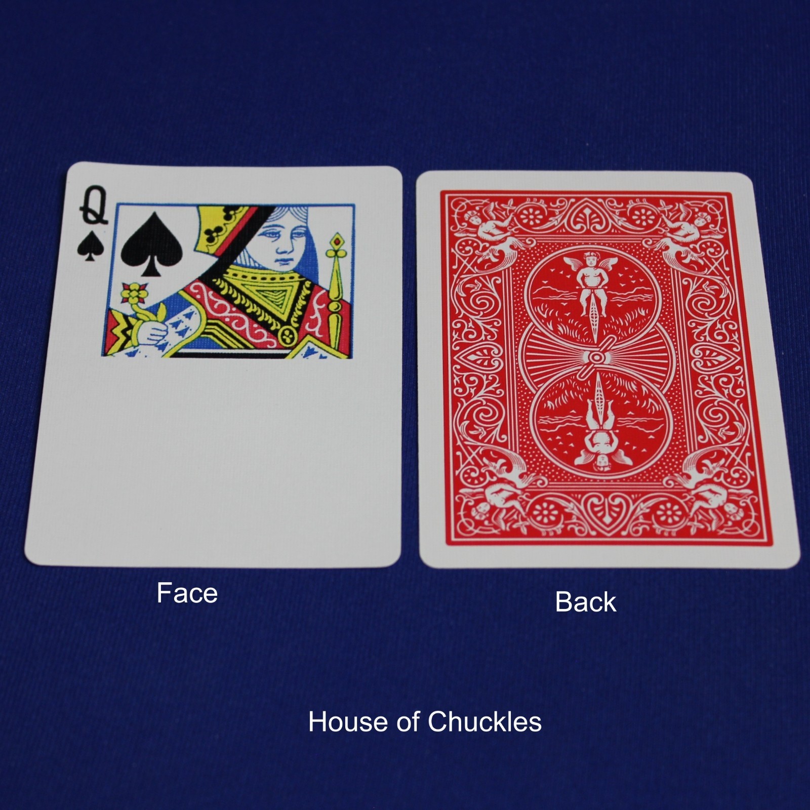 Queen of Spades / Blank - Half Horizontal, Bicycle Printed Gaff Card, Red