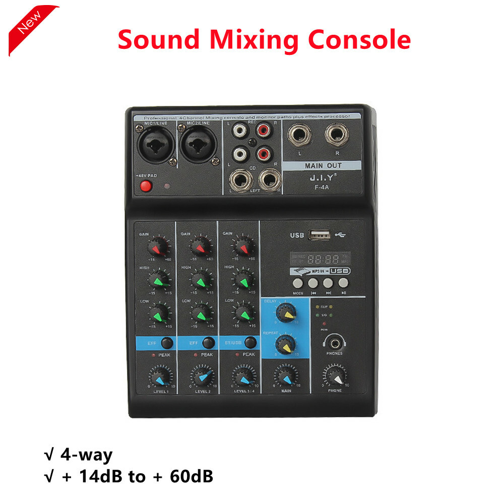 Bluetooth 4-way Tuning Table USB Audio DJ Mixer Perform Live Singing Recording