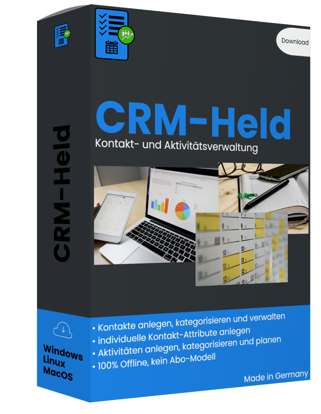 Programm zur Kontaktverwaltung und Aktivitätenplanung CRM Software - kein Excel