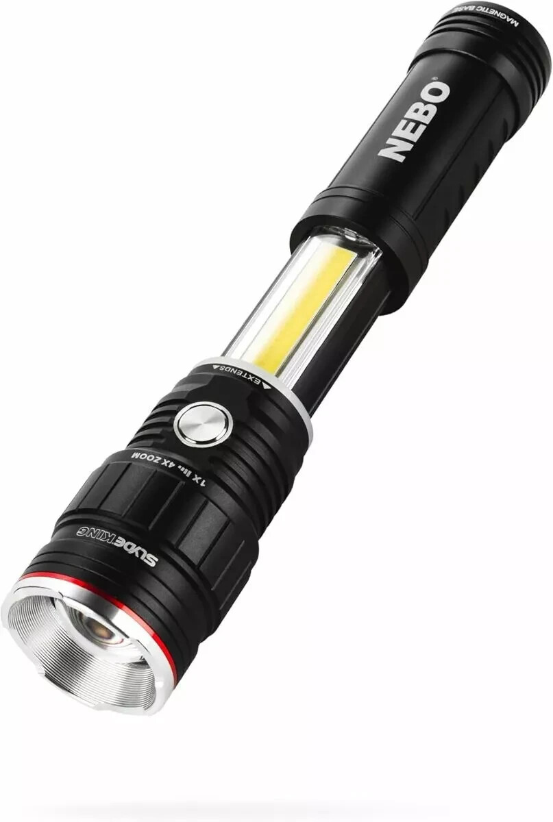 NEBO Slyde King Flashlight, Rechargeable LED Flashlight and Work Light, Bright