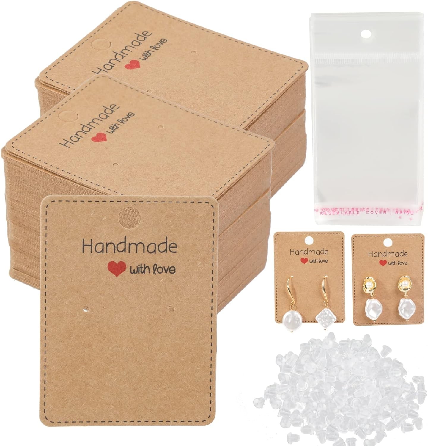Femtindo 150 Pack Earring Cards for Jewelry 5x6.5cm, Brown(Earring Card)