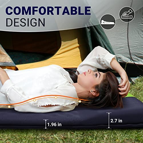 Double Self Inflating Sleeping Pad for Camping Sleeping Mat with Built-in Navy