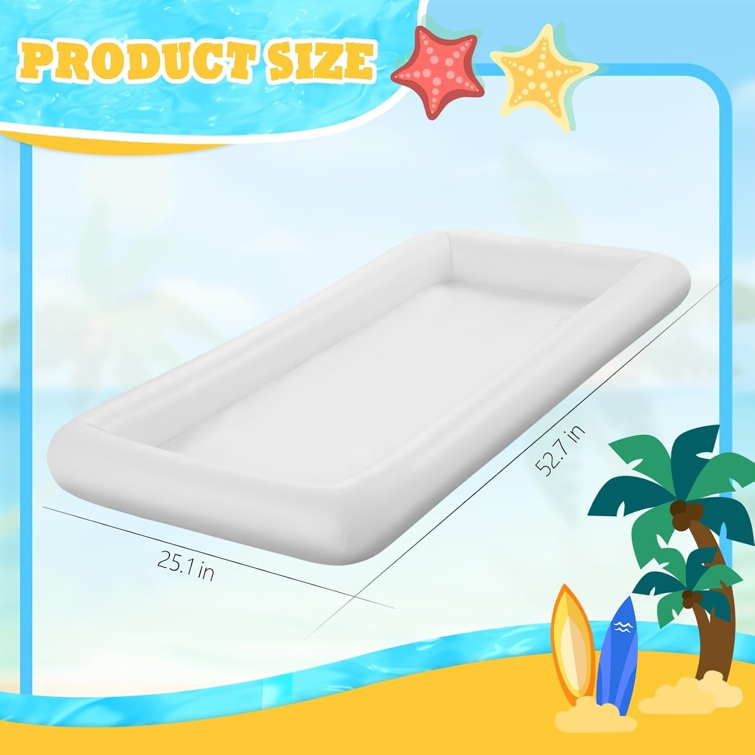 4 PACK Inflatable Ice Serving Bar, 53"x25" Server Tray Pool Buffet Drink Cool...