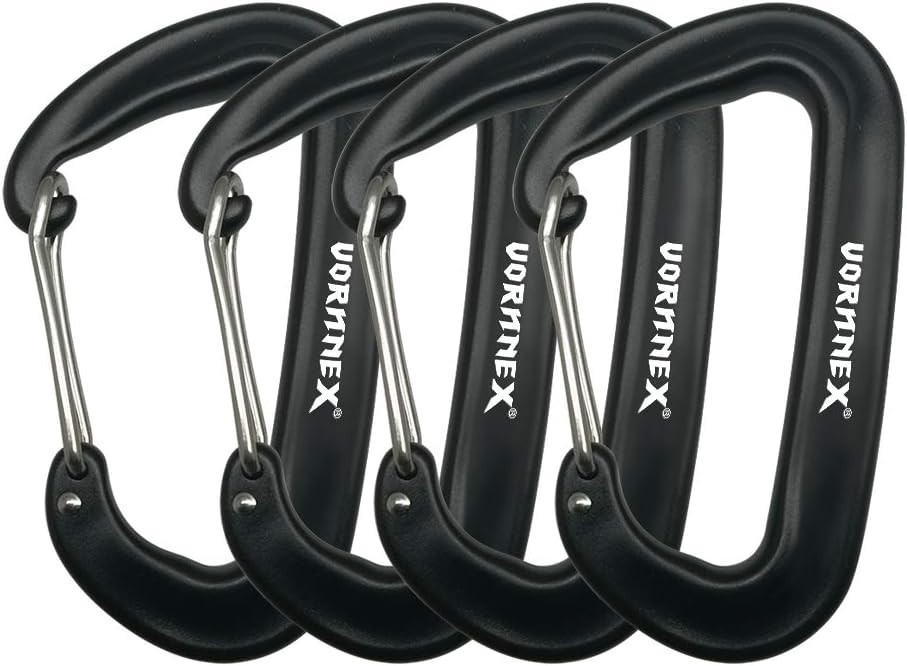 Vornnex 12KN Aluminum Replacement Carabiner Clip 4 Pack for Hammocks, Heavy duty