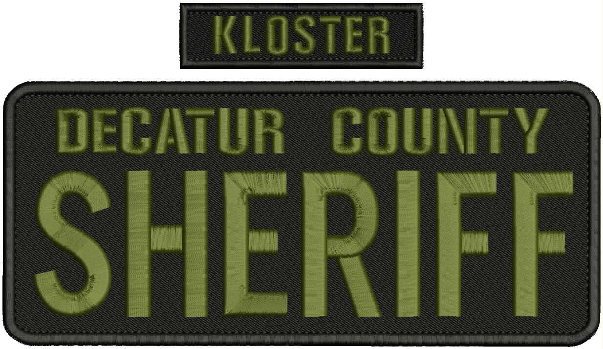 DECATUR COUNTY SHERIFF EMBROIDERY PATCH  4X10 AND 1X4 Velcr@ On Back Od