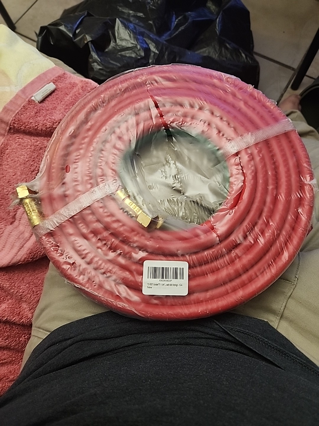 15 FEET Grade "T"- 1/4" OxyFuel Welding & Cutting Twin Hose with BB Fittings SÜA