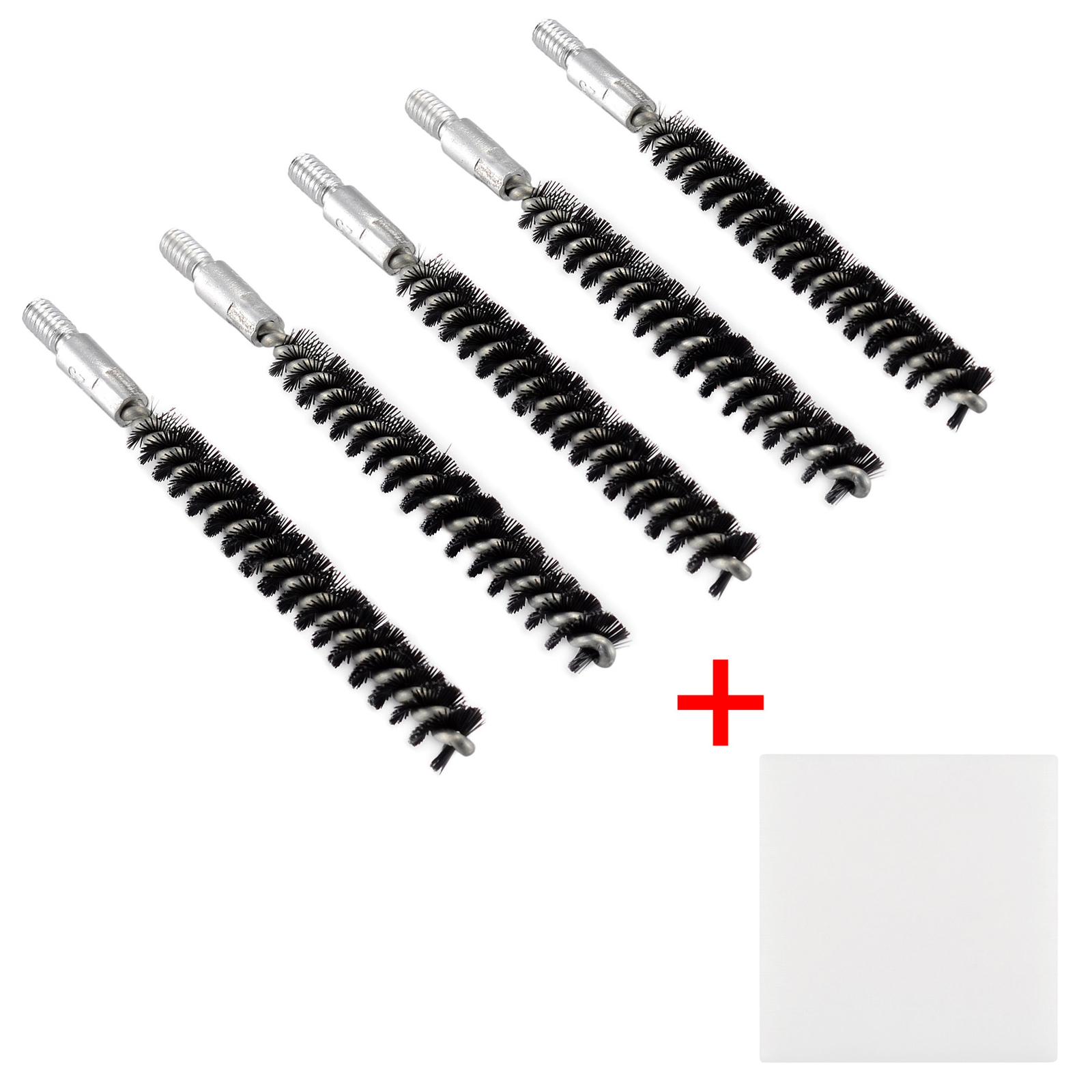 5Pcs .250 cal Nylon Bristle Bore Cleaning Brush 8x32 Thread with 50 Patches