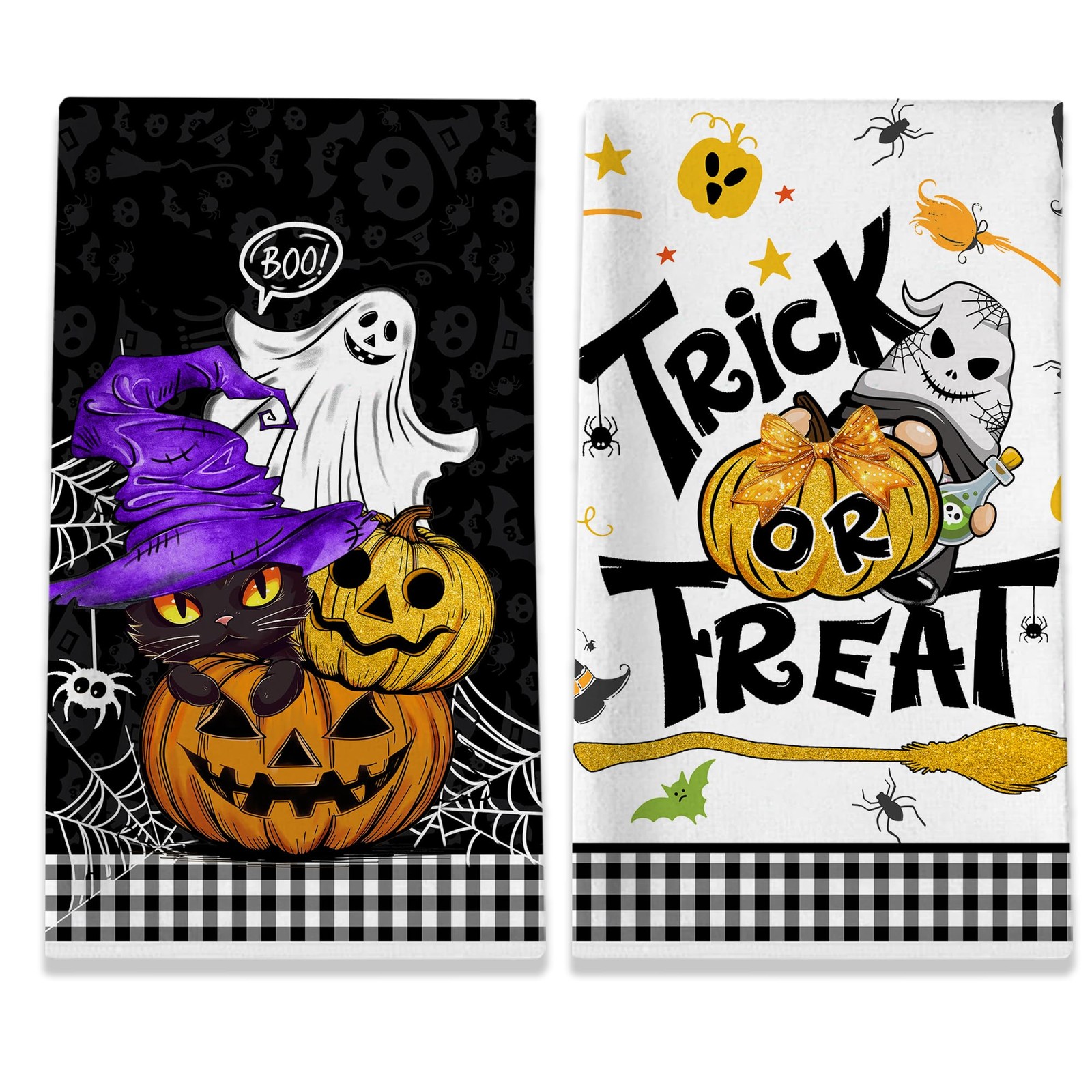 Unibyby Halloween Kitchen Towels, Pumpkin 18" x 28", Halloween-2024