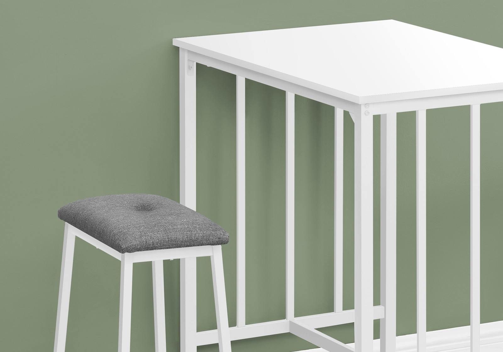 Dining Set, 3pcs Set, Counter Height, 36" Rectangular, Small, Kitchen, White L