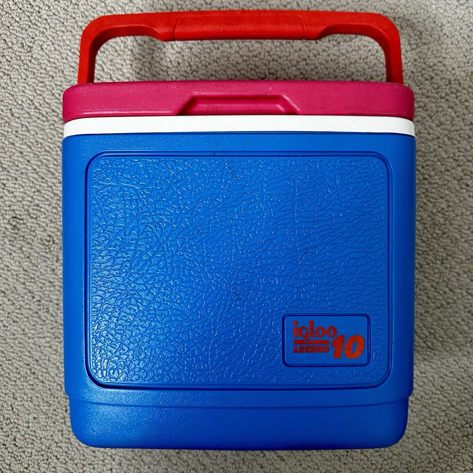 Vintage Retro 90s Igloo Legend 10 Blue/Pink/Red Cooler Ice Chest Beach