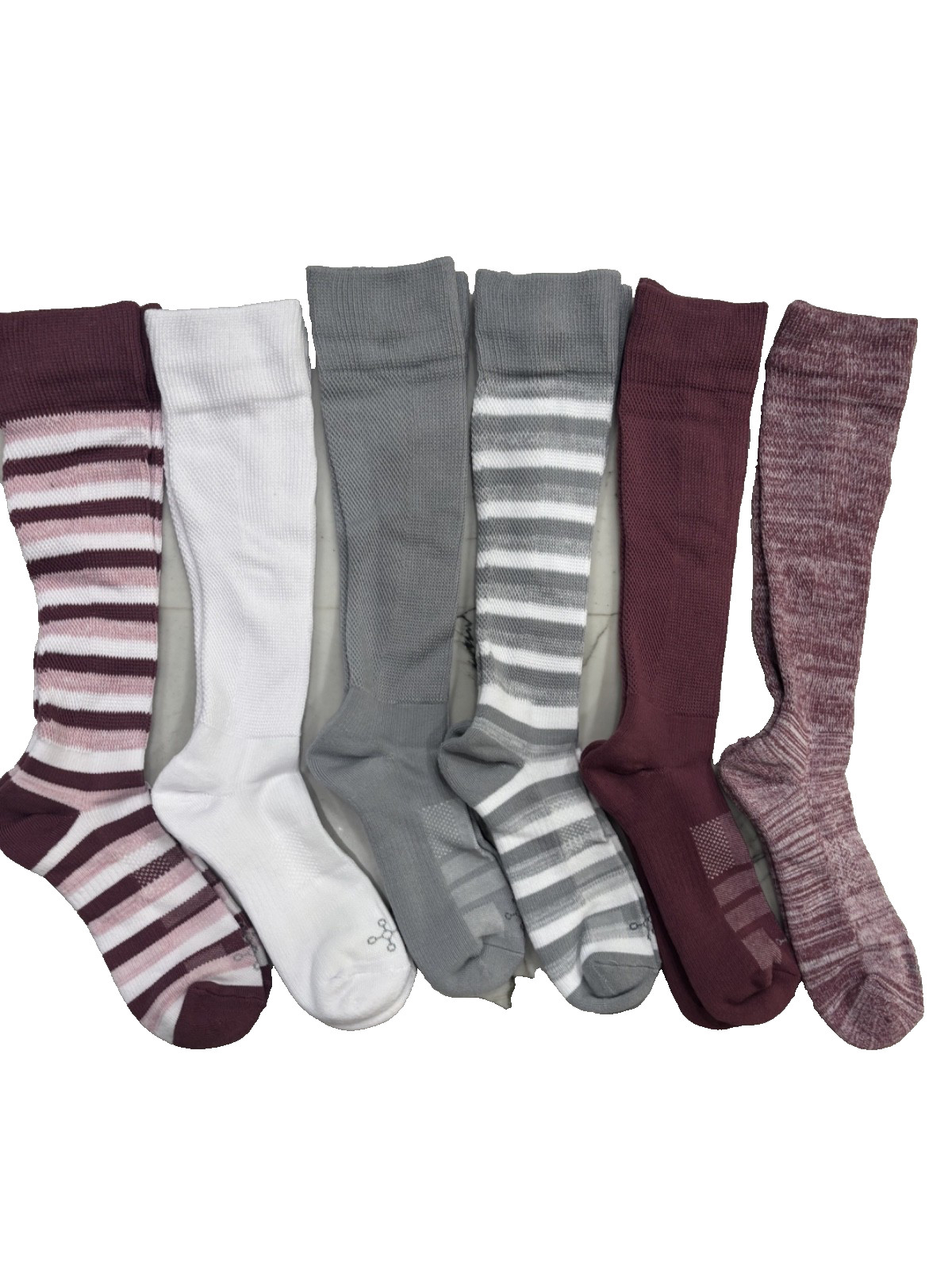 Tommie Copper 6 Pack SnugStay OTC Compression Socks Pink Stripe Medium NWT.
