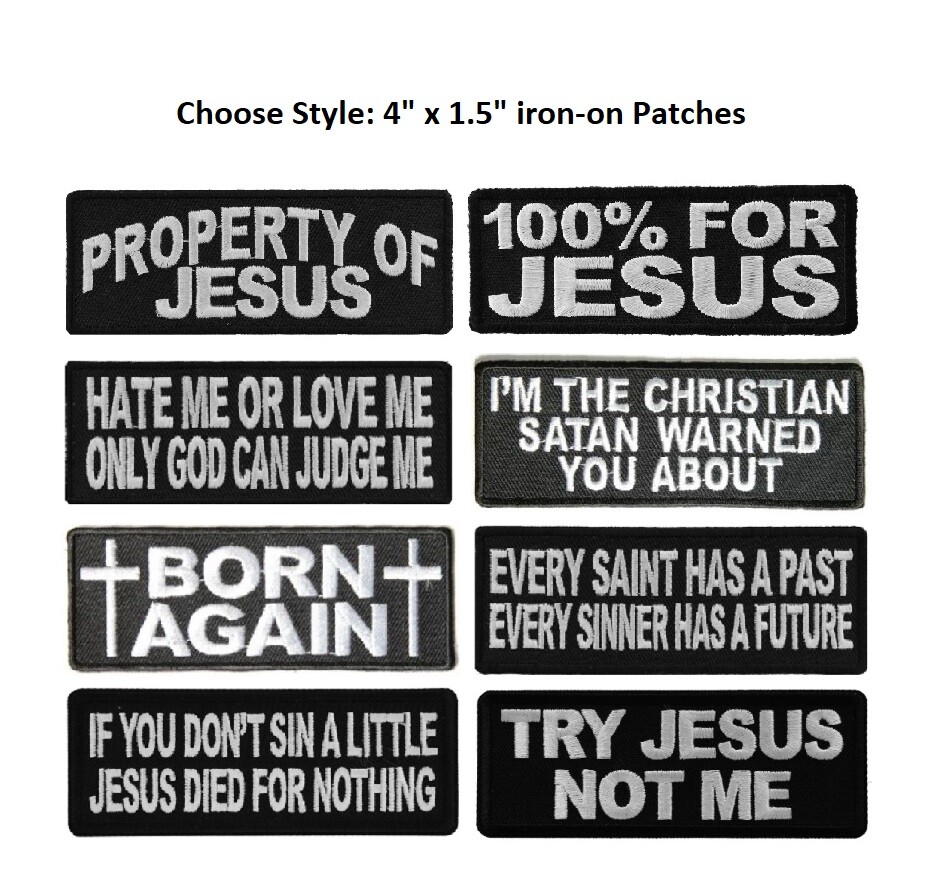 Choose Style CHRISTIAN PATCHES 4" x 1.5" Religious Jesus iron on patches