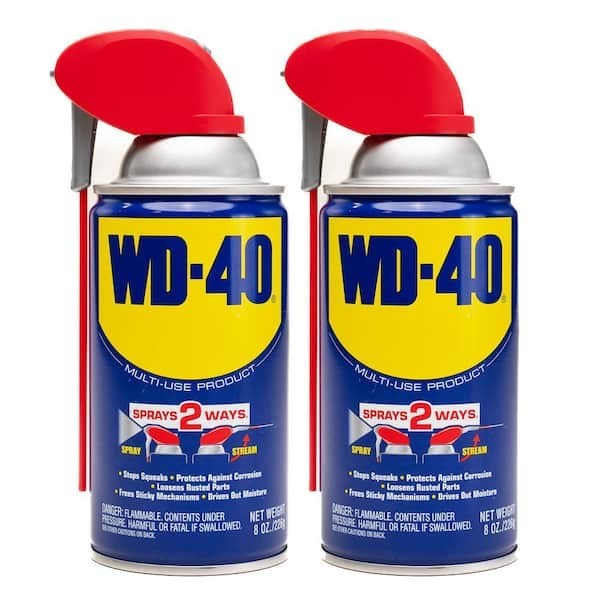 Classic WD-40 Formula, Multi-Purpose Lubricant Spray W/Smart Straw, 8 oz. 2 Pack