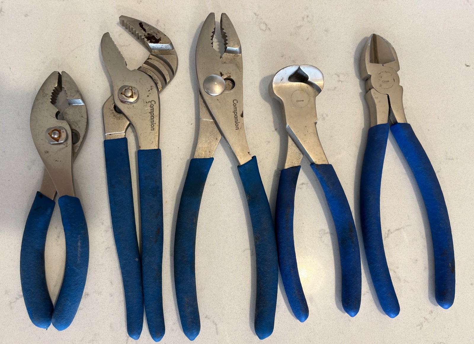 Companion 5pcs Pliers Set Snips Adjustable Wrench