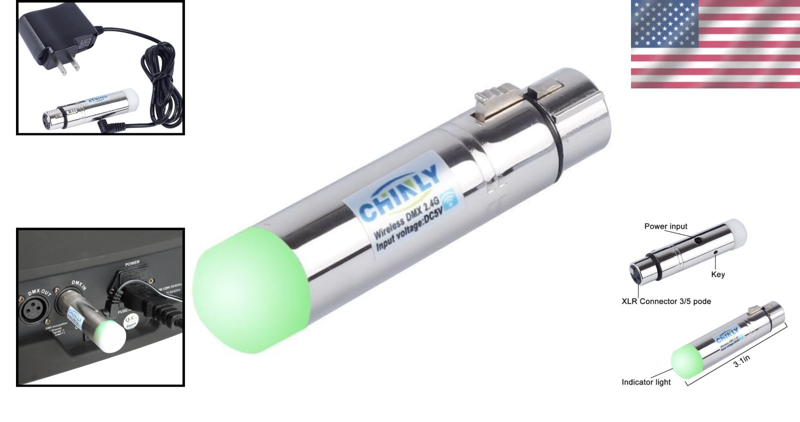 Compact DMX Dfi Wireless Receiver - Real-Time LED Lighting Control, 126 Channels