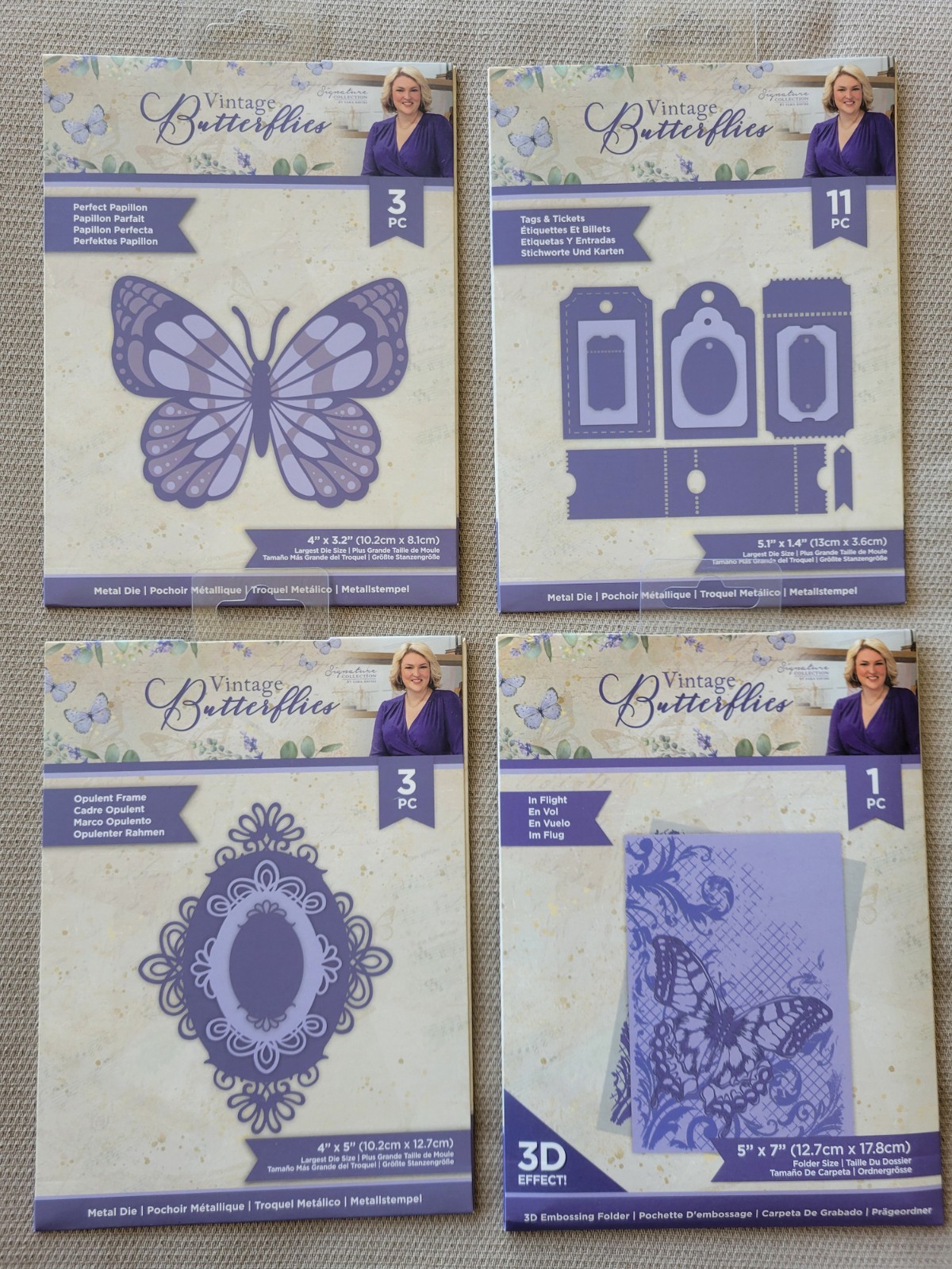 4x Crafters Companion Vintage Butterflies: Dies & Embossing Folder - New