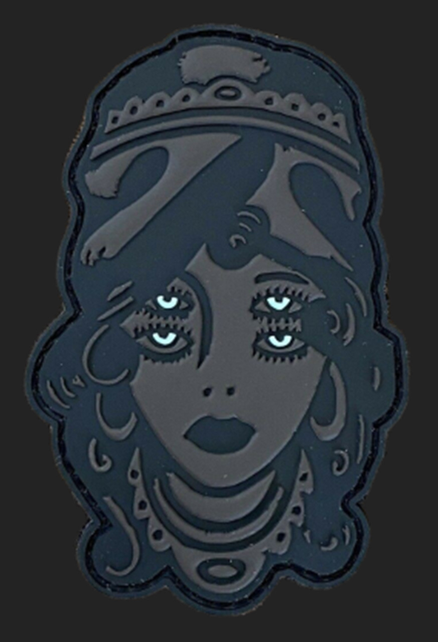 WRMFZY FULL SIZE GYPSY PATCH BLACK & GREY WITH GLOW EYES NEW BLACK/BLUE GITD