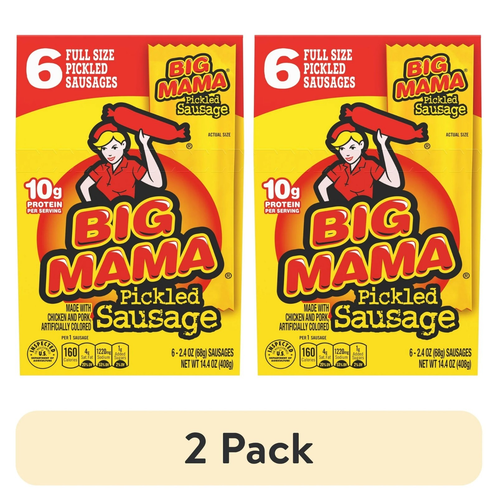 Big Mama Pickled Sausages, 2.4 Ounce, 6 Pack