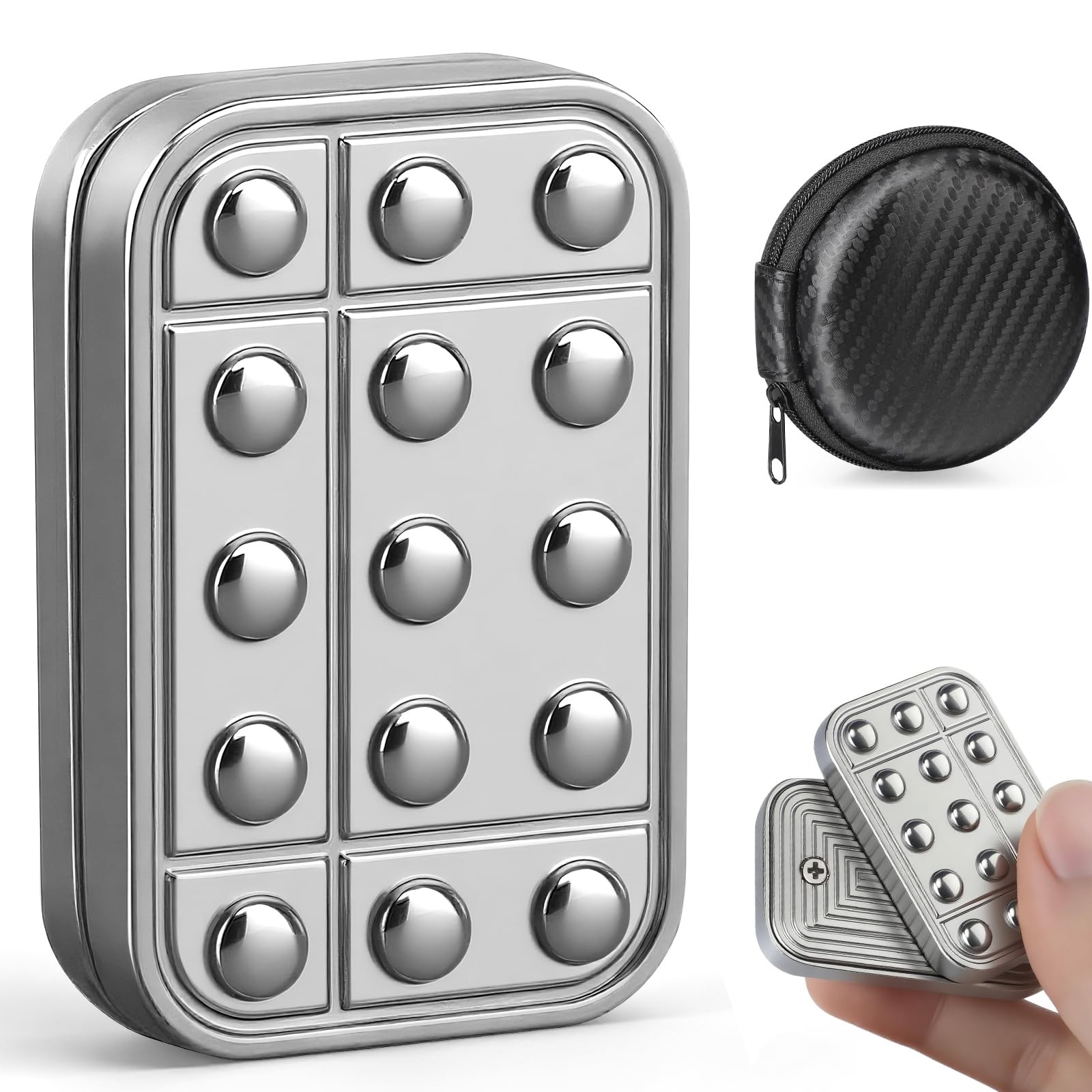 Magnet Fidget Slider Toy for Teen Adults, Metal Magnetic Block Small, Silver