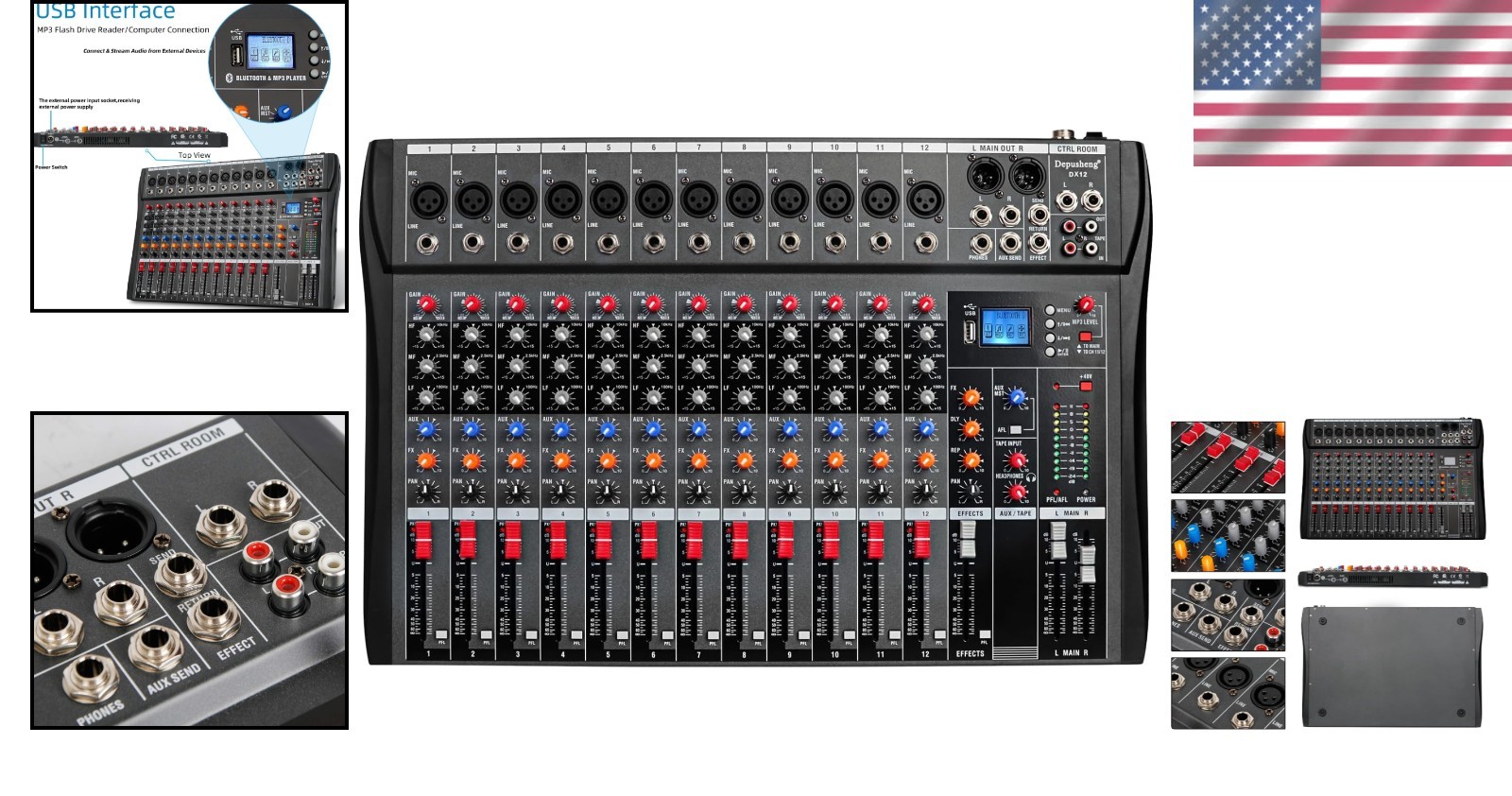 Compact 12-Channel DJ Mixer with USB Interface & Bluetooth Streaming Capability