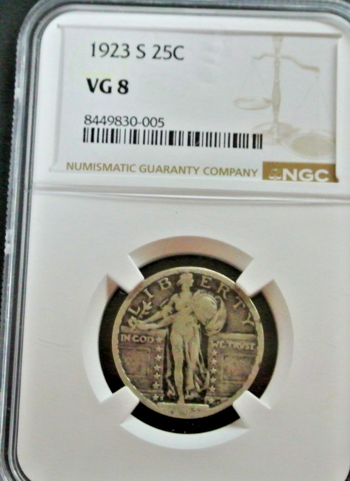 1923-S Standing Liberty Quarter 25C Coin - Certified PCGS VF Detail - Rare Date!