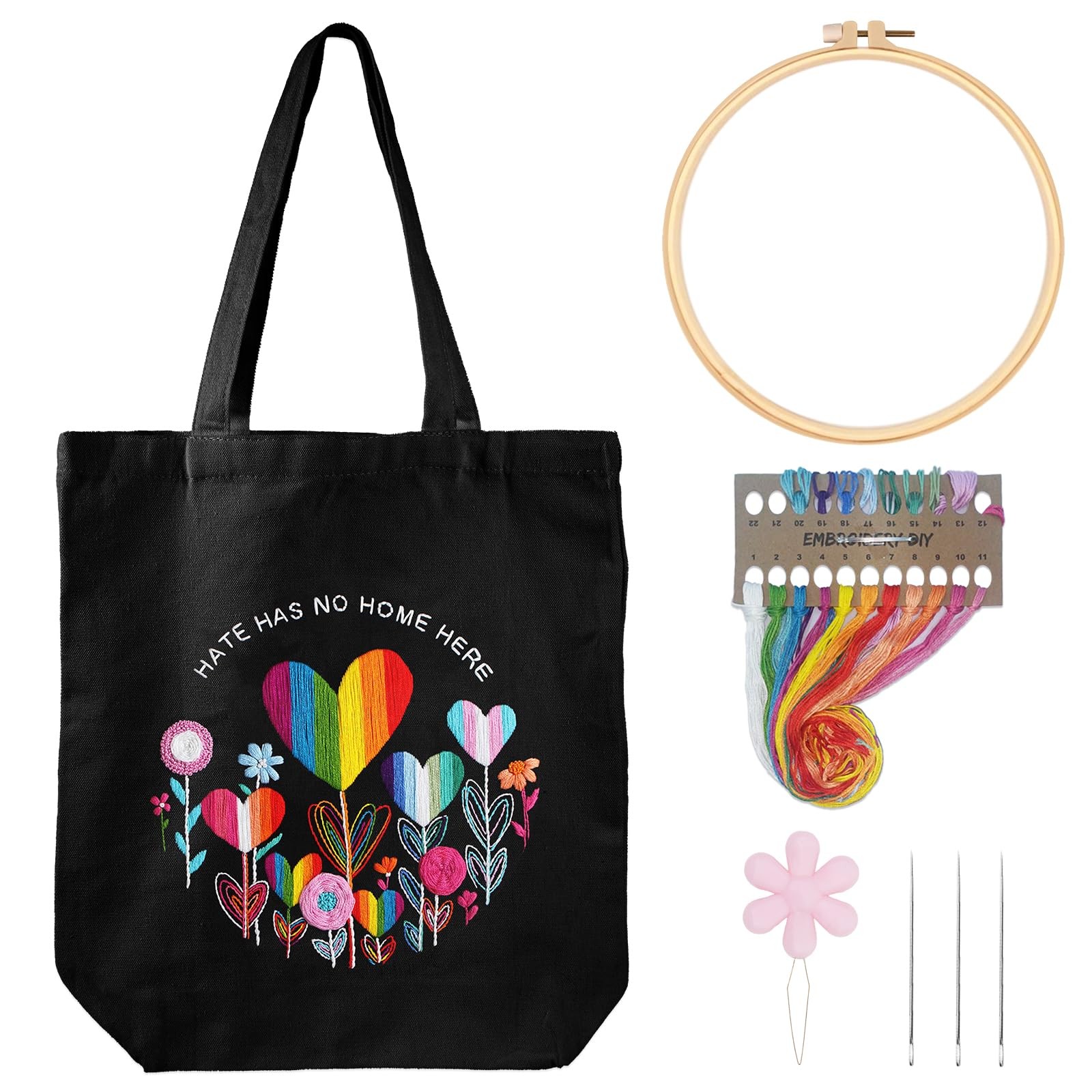 Louise Maelys LGBT Love Embroidery Kit Canvas 25cm x 30cm x 3cm, love flower