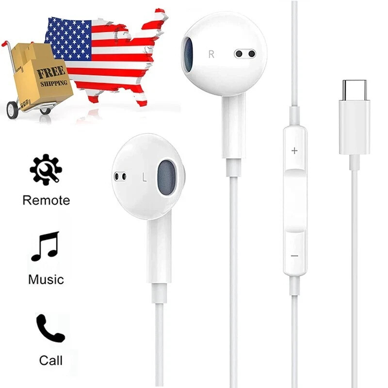 Original OEM USB-C Type C Wired Headphones Earbuds for iPhone 16 15 Pro Max Plus