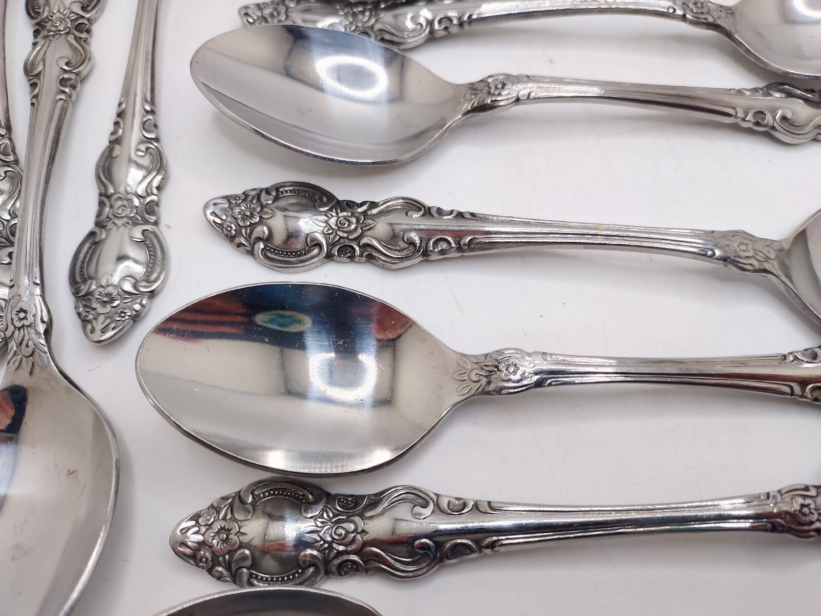 Vtg Stainless Steel Floral Scroll Edge Flatware Set Dillards Korea Retired 50pc