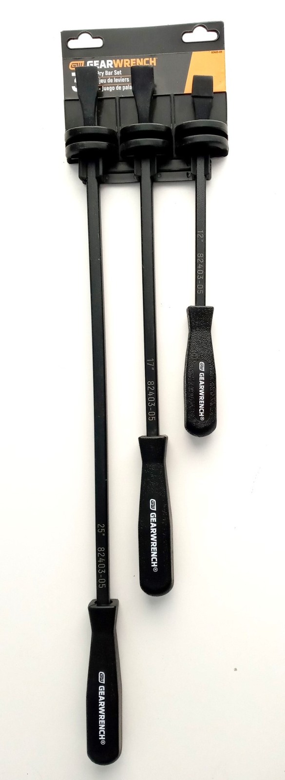 GEARWRENCH 3 Pc. Angled Tip Pry Bar Set Includes 12", 17" & 25" 82403