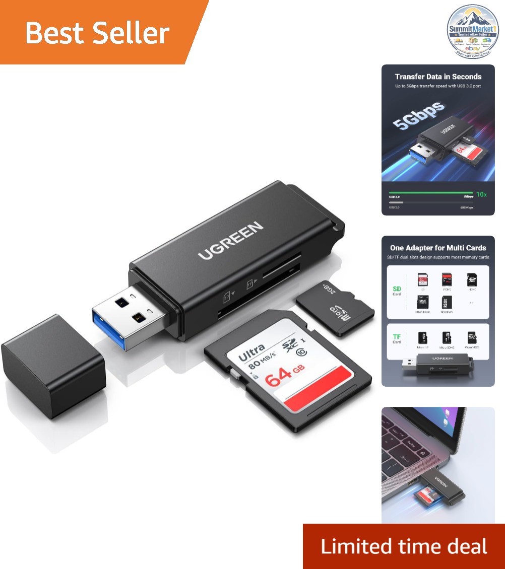 SD Card Reader USB 3.0 Dual Slot Adapter for TF SD Micro SD SDXC SDHC