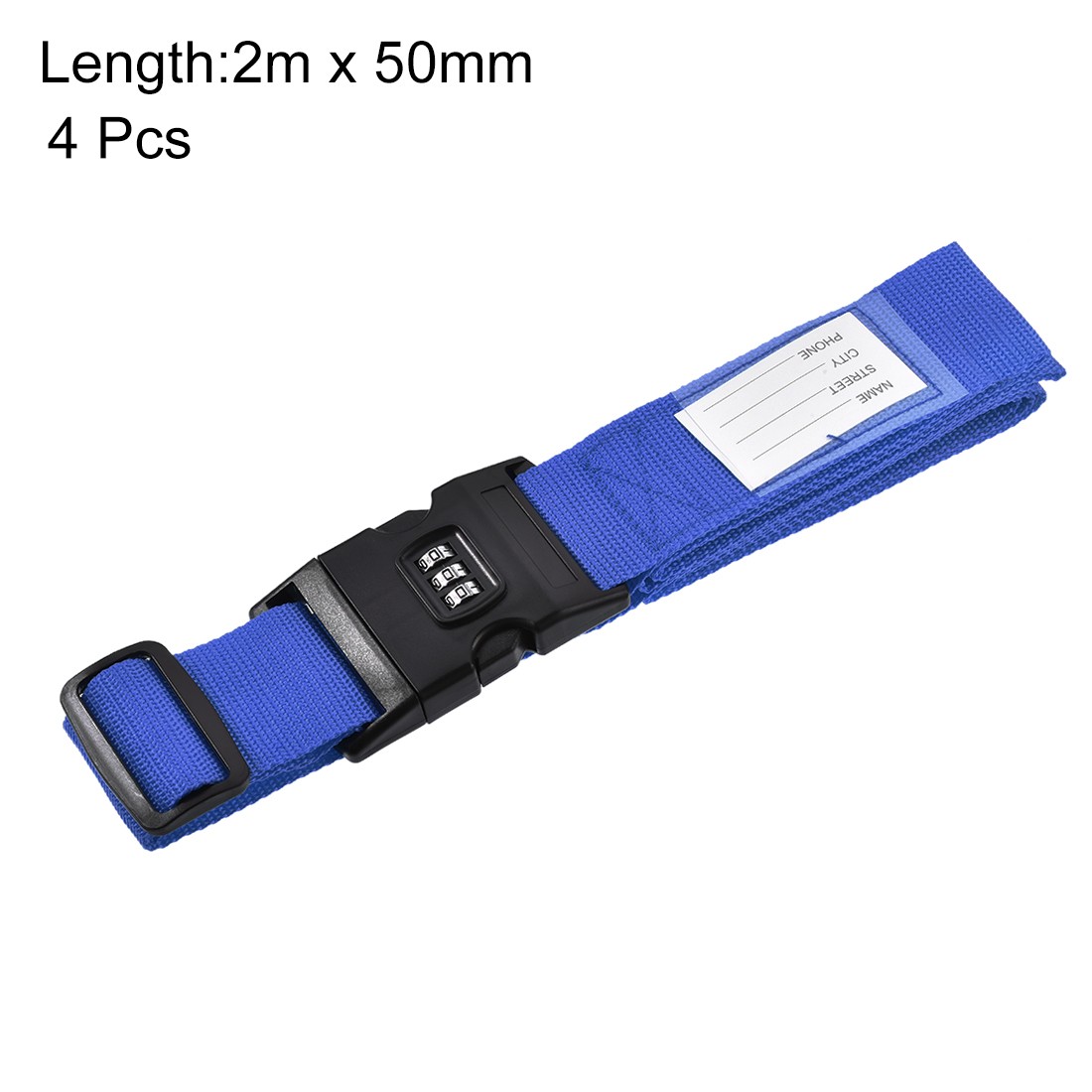 Luggage Straps Suitcase Belts Combination Lock 2Mx5cm Adjustable Dark Blue,4Pcs