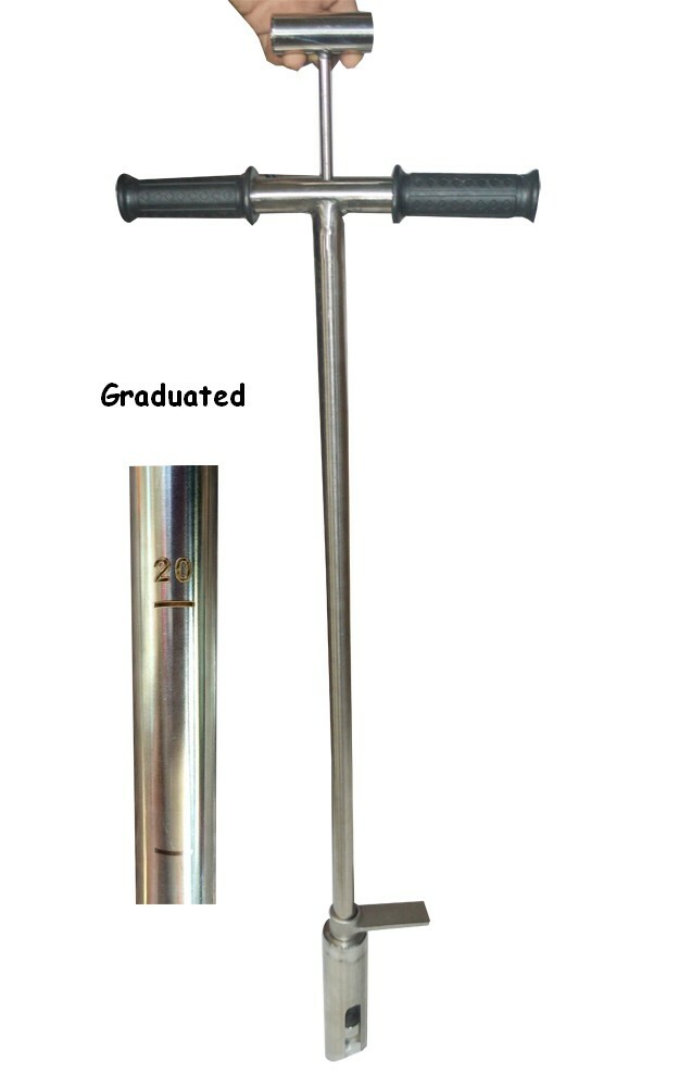 Soil Sampler Probe 8" with Sample Ejector &Foot Peg Root Tool 304 Grade Steel