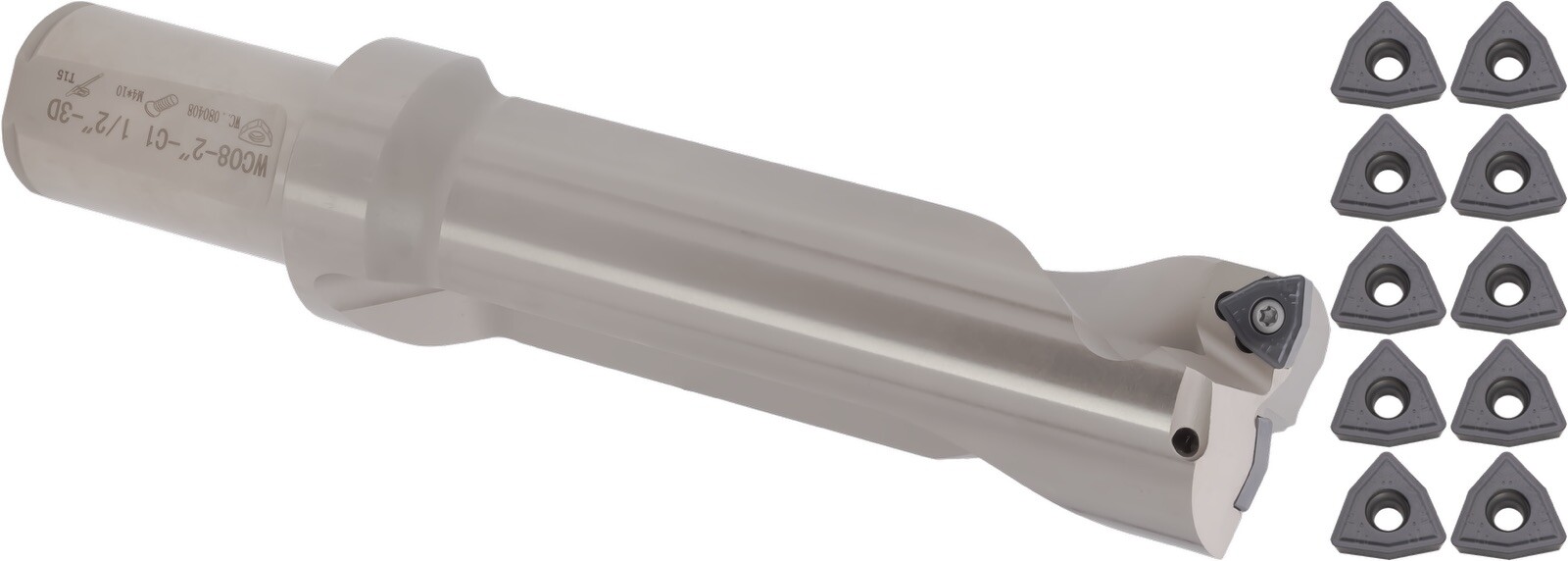 U drill 2x8x12”, 1-1/2” shk, 4D index, Extra 10pcs  WCMX08 inserts #UD4-2
