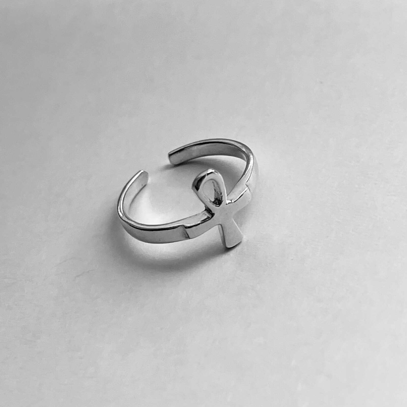 Sterling Silver Ankh Toe Ring, Cross Toe Ring, Silver Rings, Religious Ring