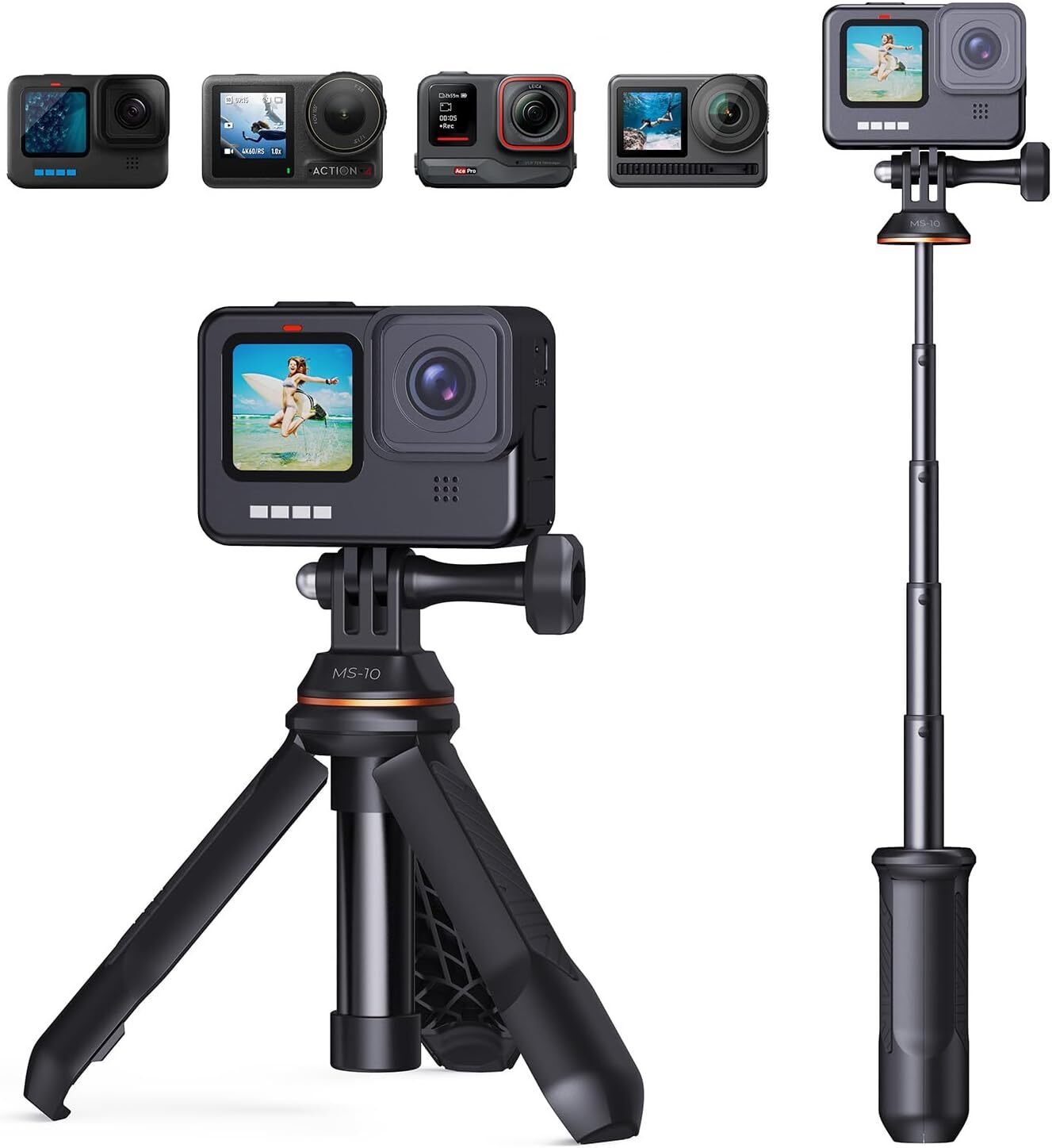 K&F CONCEPT Selfie Stick Vlog Tripod Stand for GoPro Hero 13 12 11 10 9 Max DJI