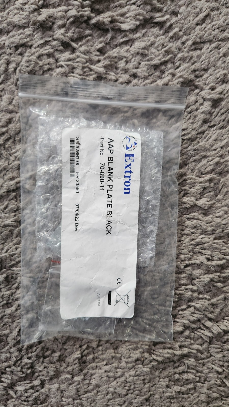 EXTRON AAP Blank Plate Black  (70-090-11) -  NEW