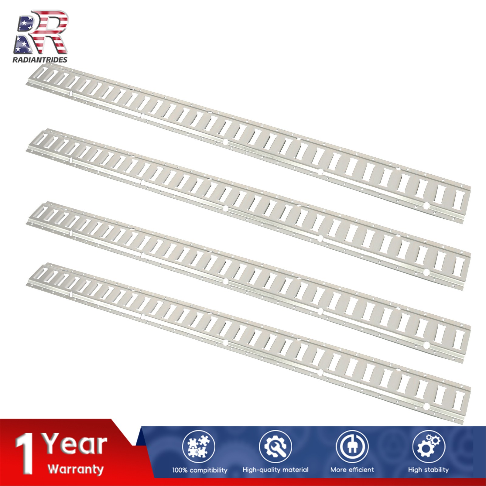 Silver E Track Rail Kit 4 Pieces 5 Foot Length For Utility Cargo Van Tie Down