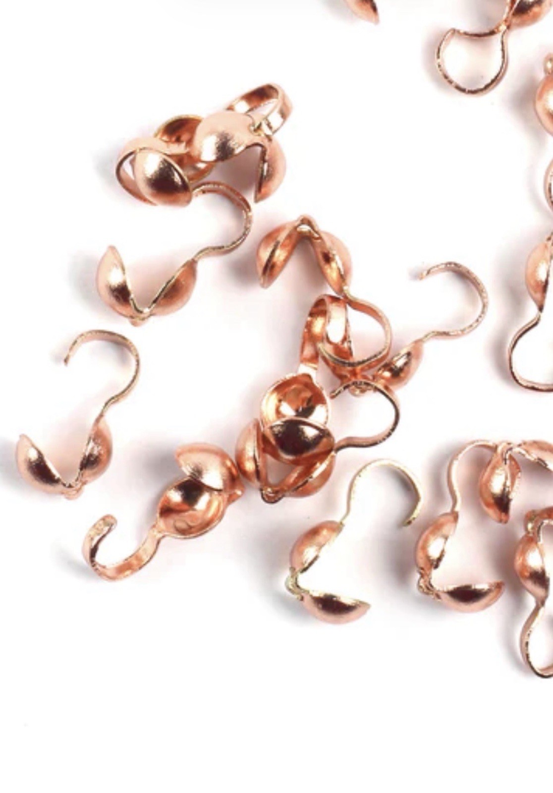 Rose Gold Clam Shell Cord End Findings Qty:50