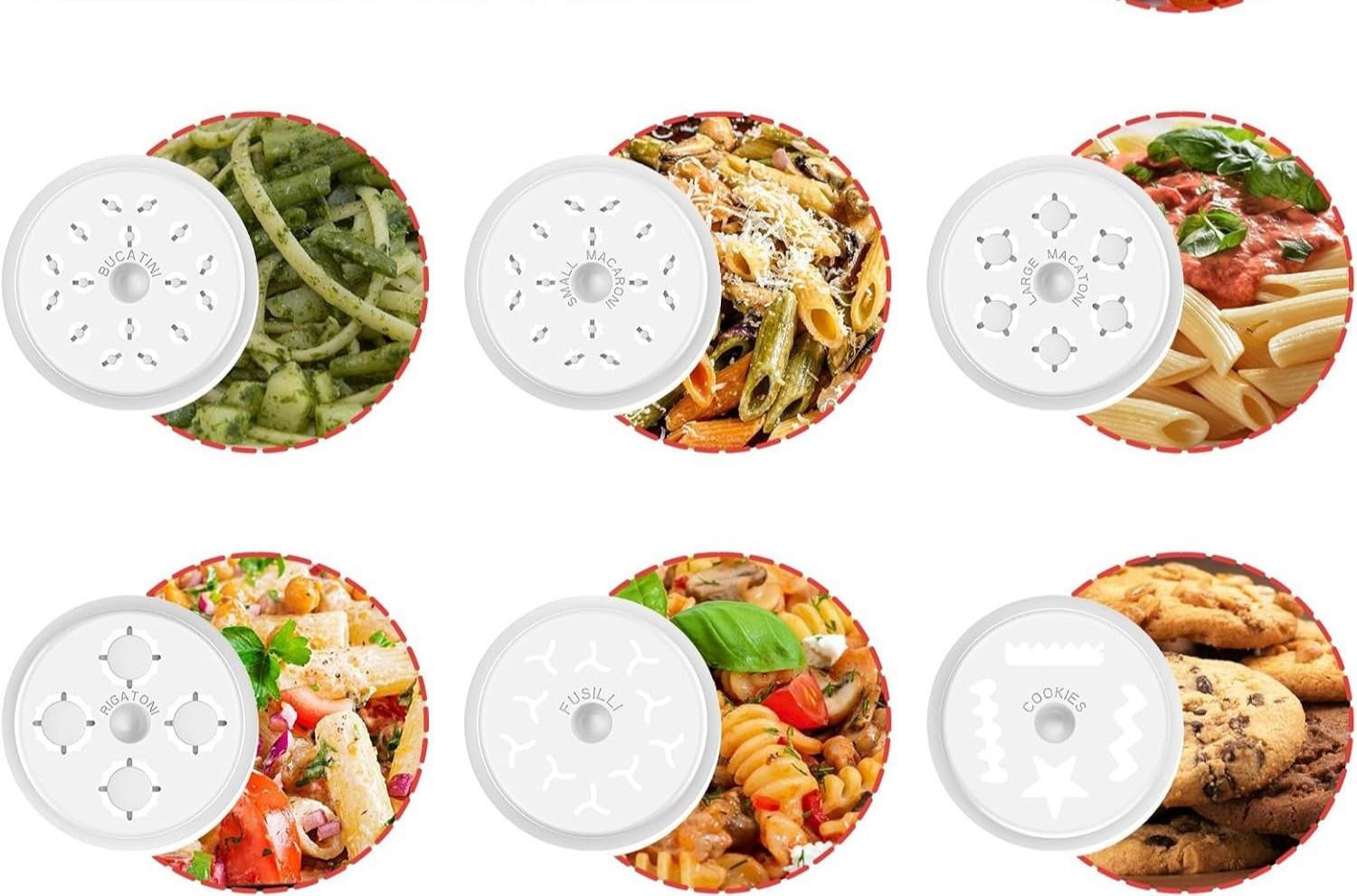 Pasta Press for Mixer with 7 Interchangeable Plates