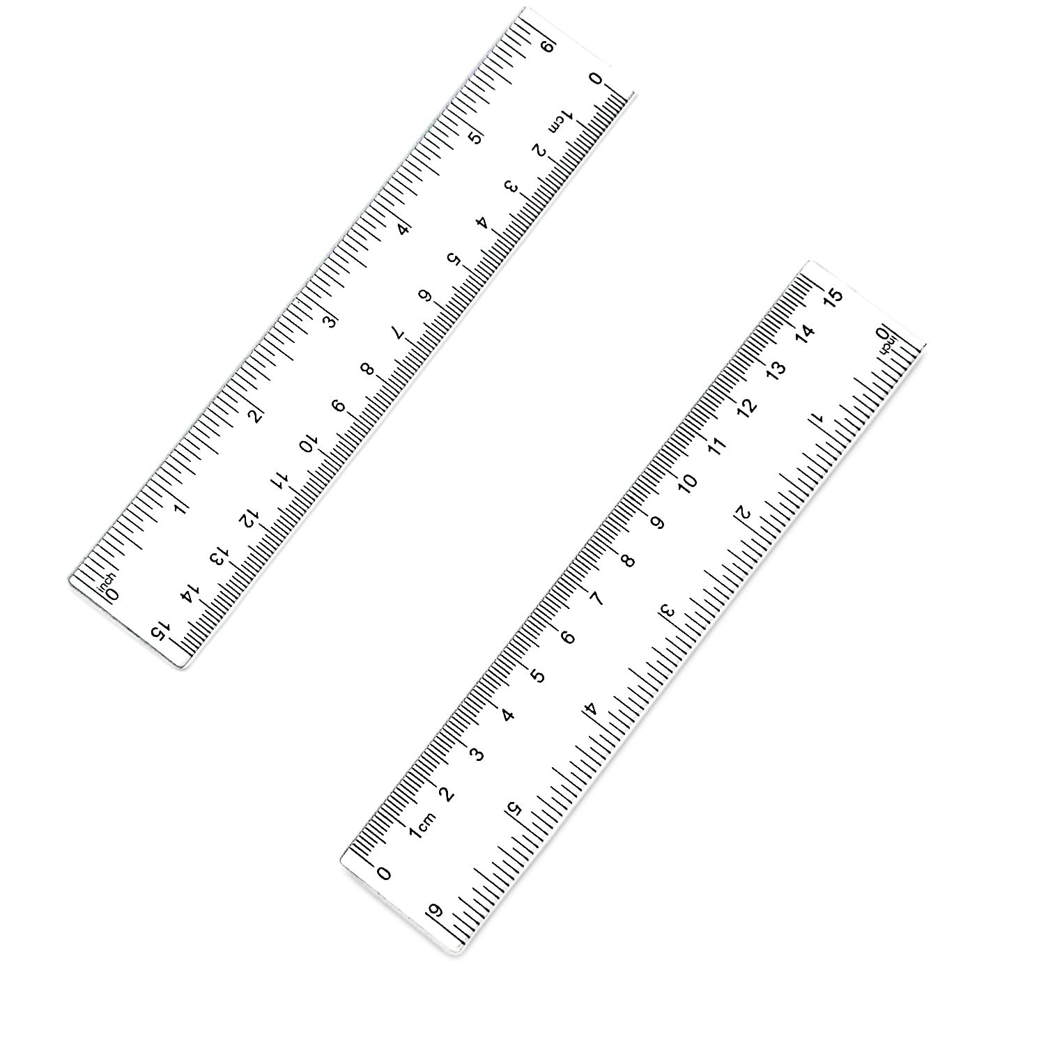 Zotemo 2 Pack 6 inch Clear Plastic Ruler, 15 cm Straight Rulers, Small, clear