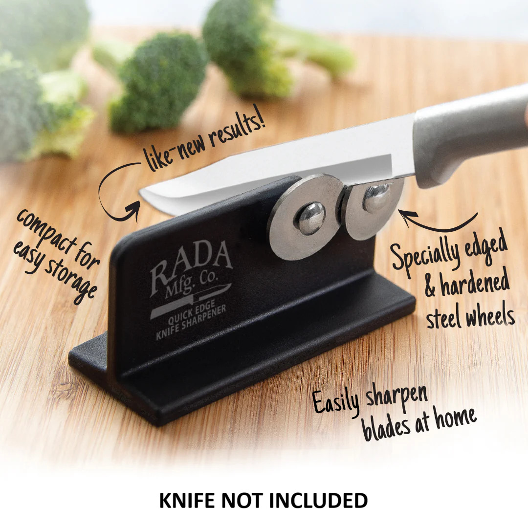 Rada Cutlery Quick Edge Knife Sharpener High-Carbon Stainless Wheels Black Resin