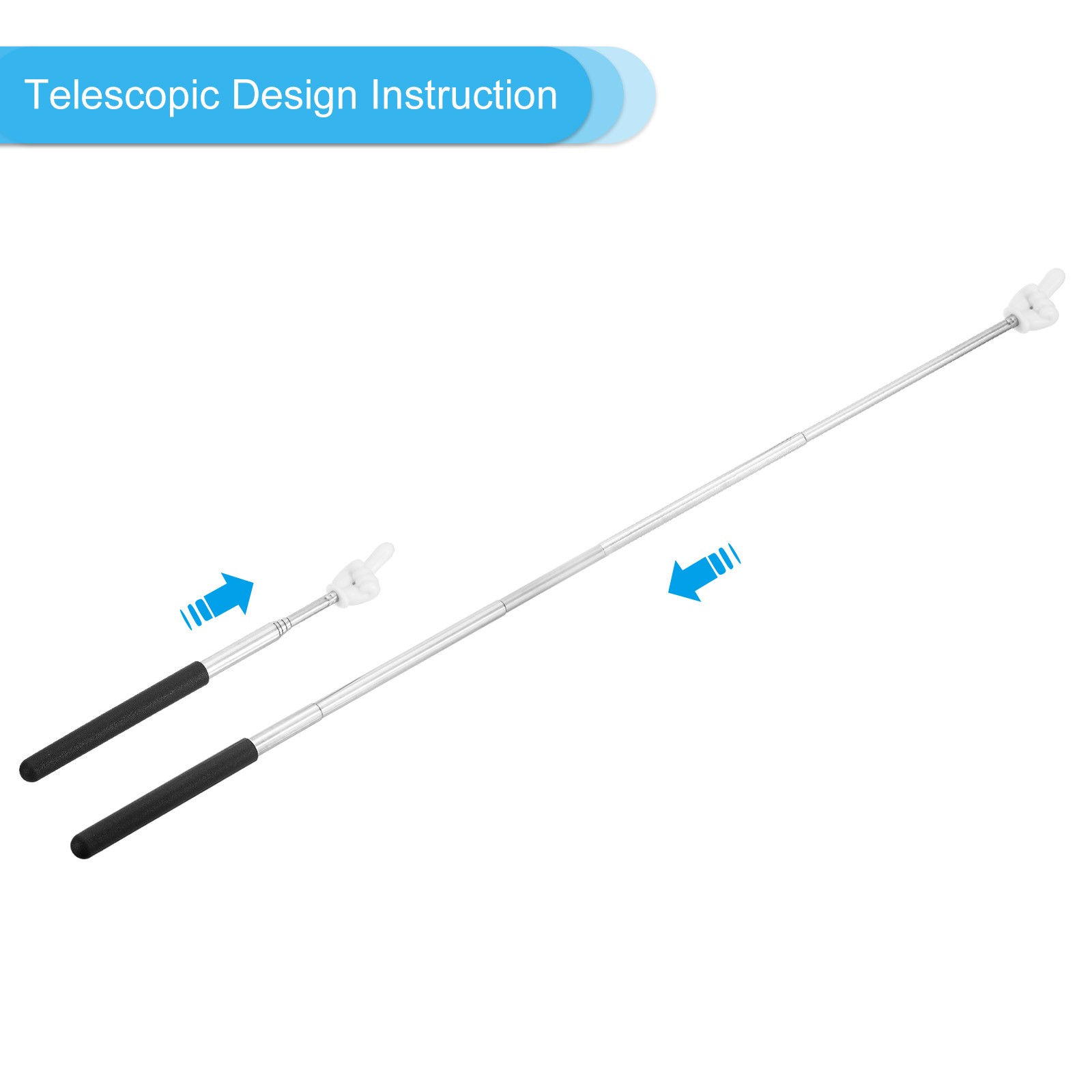 2 x Telescopic Teachers Pointer Stick Teacher Hand Finger Black