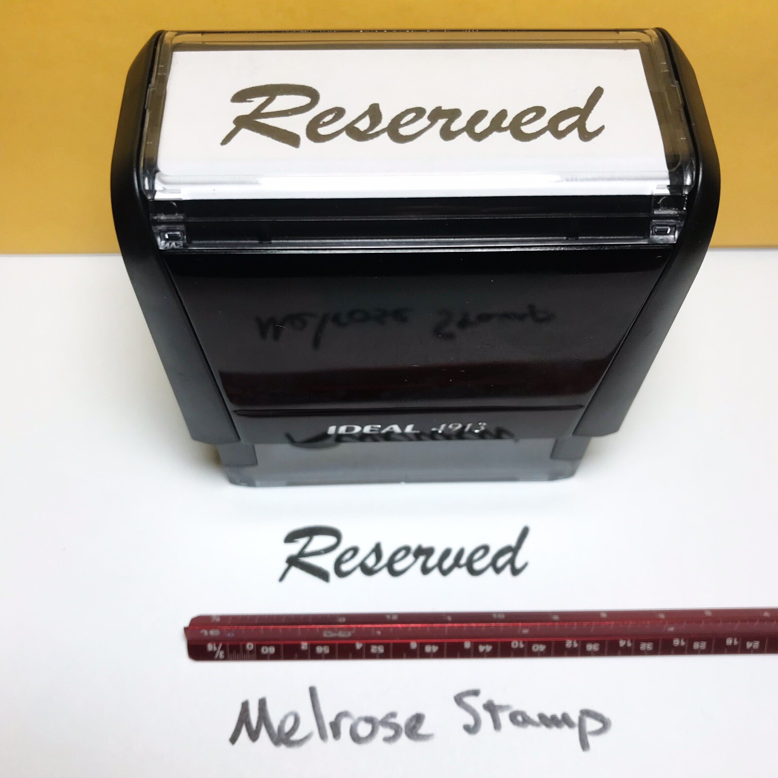 Reserved Rubber Stamp Black Ink Self Inking Ideal 4913