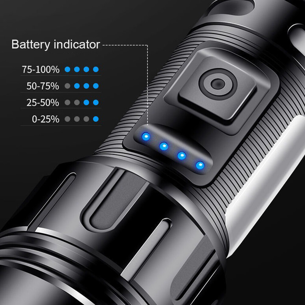 Rechargeable LED Flashlight Tactical Polic e Super Bright Torch Zoomable