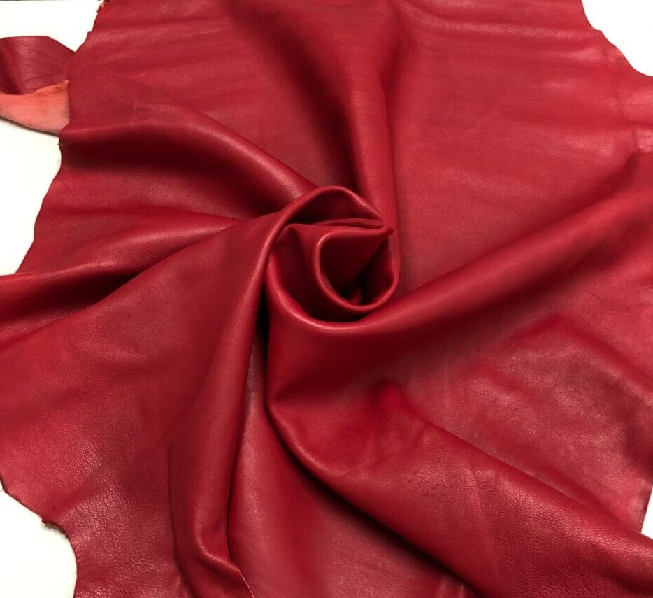 Lambskin Genuine Leather Hide Red Soft Craft DIY 9.25 Sq. Ft.
