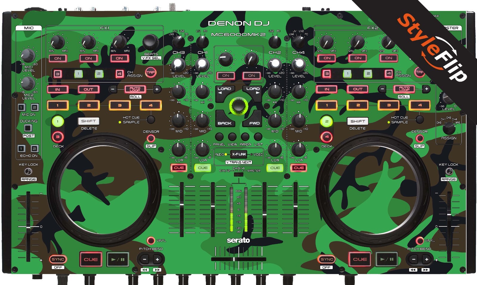 Denon MC 6000 MK2 | Color Green Camo | Protective Decal | StyleFlip Skins